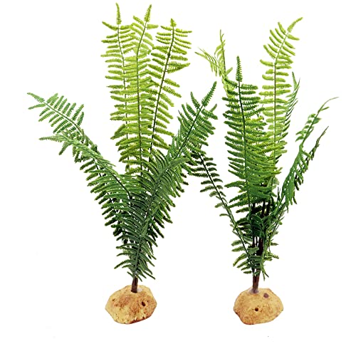 JIHAQUA Fake Fern Plants, Reptile Plastic Terrarium Decor, Reptiles Amphibians Tank Accessories for Crested Gecko Leopard Lizard Chameleon