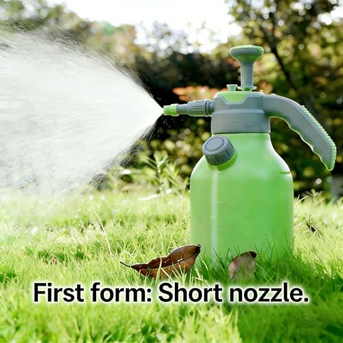 1/2 Gallon Hand Pump Pressure Sprayer | Straight & Adjustable Curved Extension Poles, Explosion-Proof Design, Fine Mist Spray, For Gardening, Cleaning, Plant Care