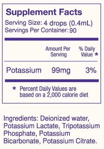 ALKAZONE Liquid Potassium+ | Liquid Supplements Have Faster Absorption Rate | Concentrated | Easiest Way to take Potassium | Tasteless Flavorless | 1.25 Oz, Clear, Pack of 1