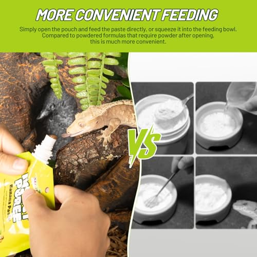 Crested Gecko Food Insect Puree, Banana Paste Reptile Food Made with Fresh Insects Gecko Food Complete Diet 2.82oz
