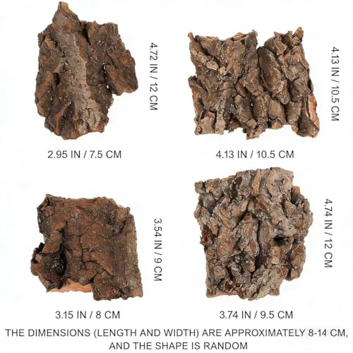 Cork Bark for Reptiles, 4PCS Cork Terrarium Background, Pet Reptile Bark Bearded Dragon Tank Accessories for Bearded Dragon Lizard Geckos Tortoise, 3.2 to 5.5Inch