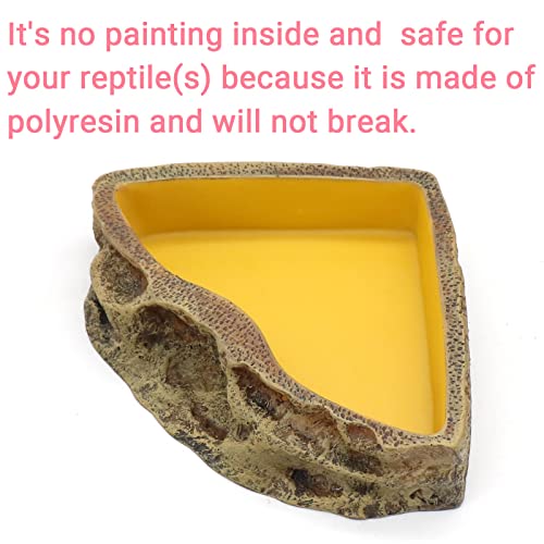 Reptile Feeder Resin Bowl Amphibian Reptile Bowl for Lizard Gecko Bearded Dragon Turtle