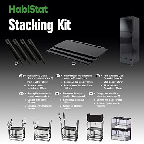 Habistat Terrarium Stacking Kit for 18"x18" Reptile Terrariums – Stackable Reptile Enclosure Spacer with Acrylic Panels and Posts, Space Saving Stacker for Bearded Dragon, Gecko, or Snake Enclosures