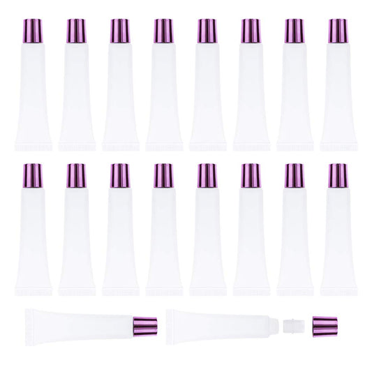 AJLTPA 50Pcs 15ml Lip Gloss Squeeze Tubes, Pink Purple Lip Gloss Containers Empty, Refillable Soft Clear Tubes for DIY Lipgloss