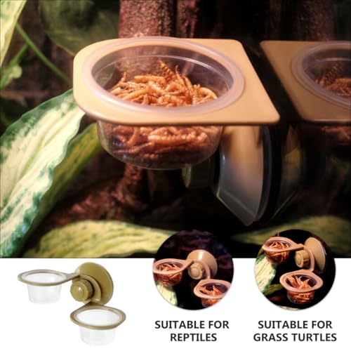 DOITOOL 2pcs Reptile Feeding Bowls with Suction Cups, Food Basin and Water Dish for Lizards and Amphibians, Pet Feeder Accessories for Terrarium Use