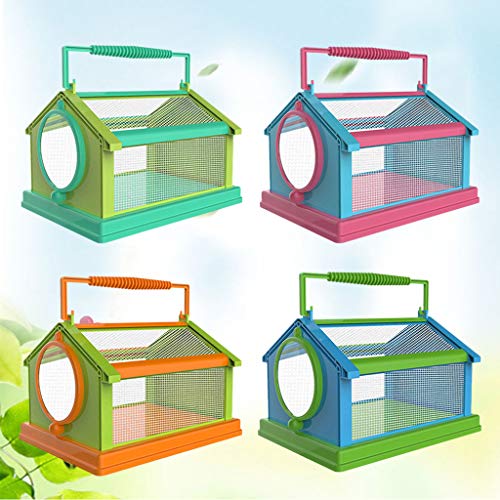 Insect Critter Keeper with Handle Easy to Observe Portable Plastic Reptile Terrarium for Bugs Lizards Frogs Insect Cage