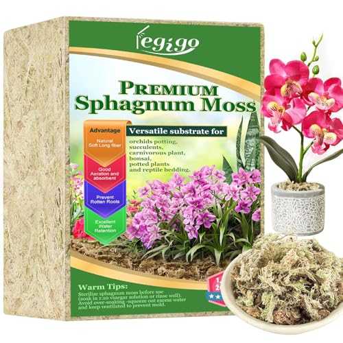 Legigo 1.1lb Sphagnum Moss for Plants, 20QT Orchid Moss Potting Mix | Long Fiber Sphagnum Moss Dried for Plants Indoor, Orchid Repotting, Succulent, Carnivorous Plants, Terrarium and Reptiles - size: 1.1lb