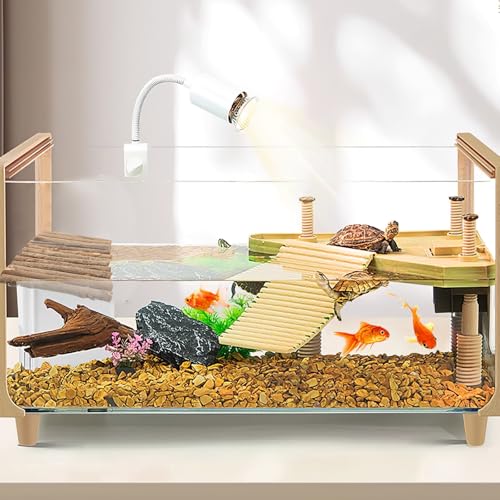 UPKOCH Wooden Turtle Hideout and Reptile Shelter with Stick Platform for Terrarium Decoration, DIY Turtle Habitat Ornament for Tortoise Resting and Reptile Basking