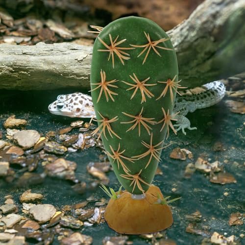 Gadpiparty Artificial Reptile Plants Terrarium Cactus Decor for Lizard Gecko Habitat Fish Tank Decoration Plastic Resin Fake Plant Ornament with Stable Base for Aquarium and Pet Enclosure