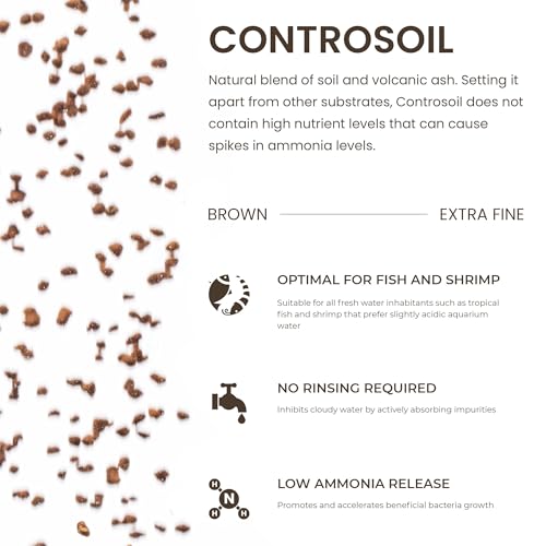 Ultum Nature Systems Controsoil - Freshwater Aqua Soil Substrate for Fish, Shrimp, Live Plant Propagation and Aquascaping - 6.8pH Low Ammonia, Volcanic Ash - Brown, Extra Fine (10 Liter) - color: Brown - Extra Fine, size: 10 Liters (9.1 kg)