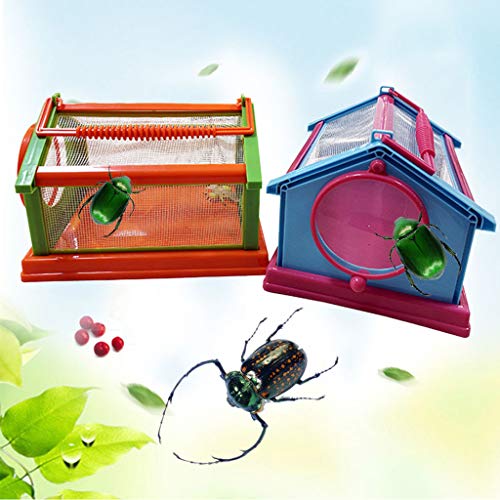 Insect Critter Keeper with Handle Easy to Observe Portable Plastic Reptile Terrarium for Bugs Lizards Frogs Insect Cage
