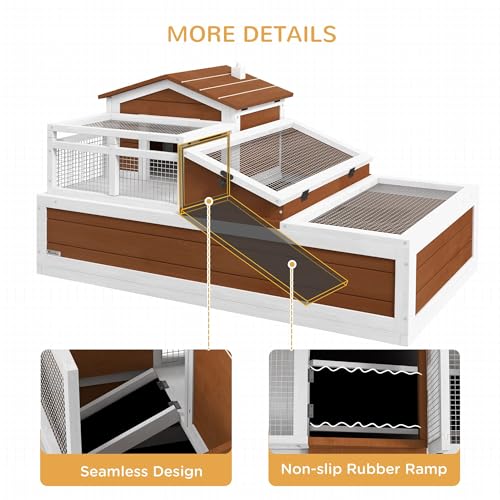 2-Story Three-Room Tortoise Habitat Spacious and Balcony Featuring Durable Construction 44x25.5x25 Weather-Proof Coffee Brown for Small and Medium Tortoises