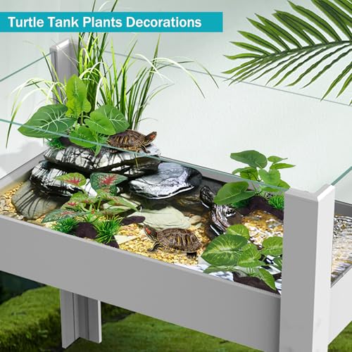4 Pcs Silk Aquarium Plants for Betta Fish,Betta Fish Tank Decor, Plastic Artificial Plants for Reptile, Turtle and Goldfish