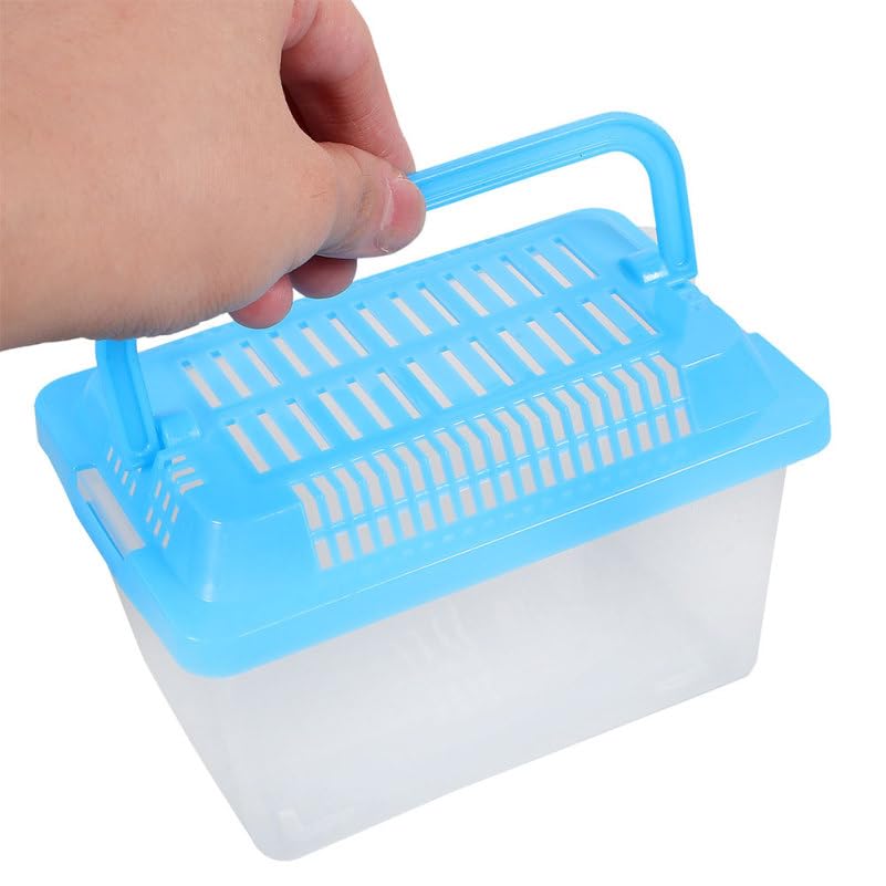 Kisangel Handheld Transparent Pet Storage Box Portable Small Turtle Feeding Aquarium Reptile Travel Carrier for Goldfish Tortoise Hamsters Lightweight Versatile Container for