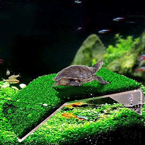 Turtle Basking Platform Lawn Resting Basking Platform Simulation Grass Ramps Tortoise Habitat Terrace Turtle Tank Accessories - size: S