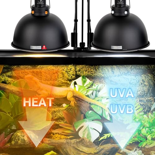 WACOOL TERRA Reptile Light Fixture 2 Pack, 8.5 in Deep Dome Reptile Heat Lamp Fixture, Optical Reflection Terrarium Light Fixture for Reptile UVB UVA Heat Basking Bulbs, Separate Switch & Hook - style: 8.5 inch-2pack