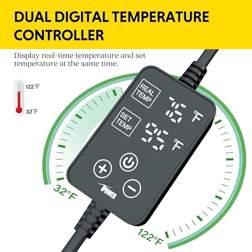 iPower 20"x20.75" Seedling Heat Mat with Built-in Temperature Controller, MET Certified Waterproof Plant Heating Pad, for Germination, Breeding, Brewing - size: 20" x 20.75", style: with Dual LED Thermostat