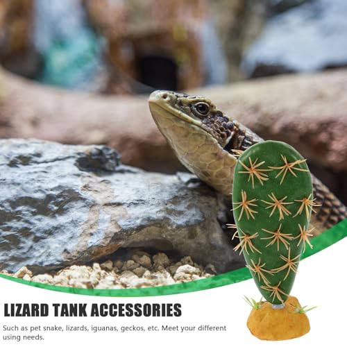 Gadpiparty Artificial Reptile Plants Terrarium Cactus Decor for Lizard Gecko Habitat Fish Tank Decoration Plastic Resin Fake Plant Ornament with Stable Base for Aquarium and Pet Enclosure
