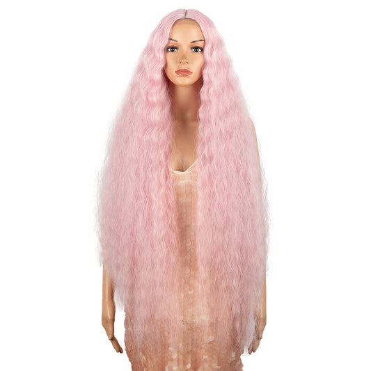 Style Icon 41'' Lace Front Wigs Long Wavy Synthetic Wigs With Baby Hair Half Hand Tied 130% Density Wigs (41 Inches, Pink15)
