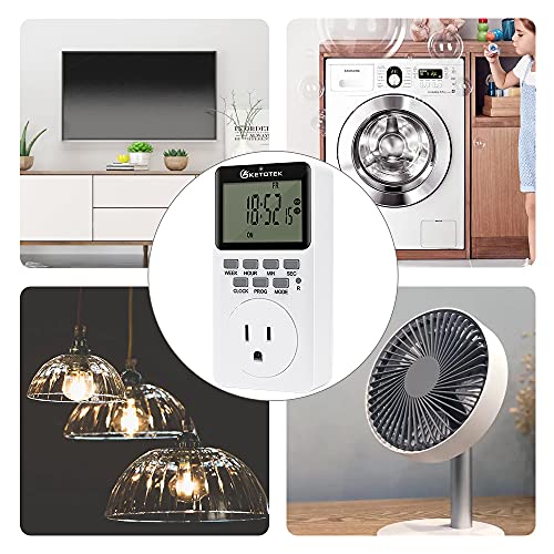 Digital Plug-in Timer Outlet Socket 20 on/Off Programmable Timer Switch 24 Hours 7 Days Programs and Countdown Energy Saving Timing Plug Socket (15A 1725W 115VAC)