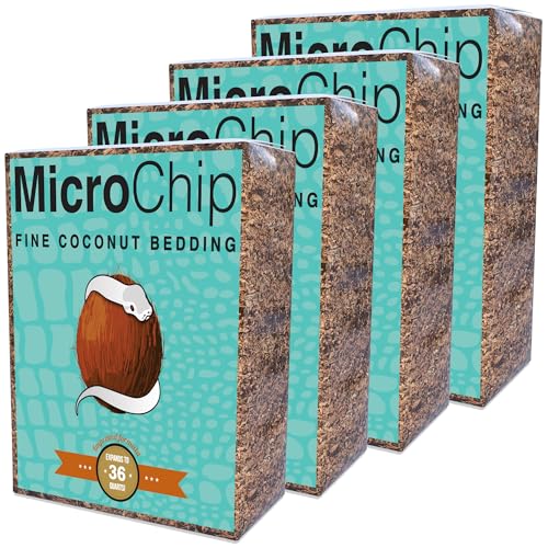 Microchip Fine Coconut Substrate and Coco Husk Chip Mix Bedding for for Bioactive Terrarium Tanks, Reptiles, Inverts, Frogs, Tarantulas, and Geckos Bedding for Terrarium Floor Cover (36 Quart 4 Pack) - size: 36 Quart (4 Pack)