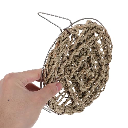Toyvian Bearded Dragon Hammock Bed 7.3 Inch Straw Woven Elevated Reptile Sleeping Bed with Metal Legs for Small Reptiles Habitat Decor Basking Platform