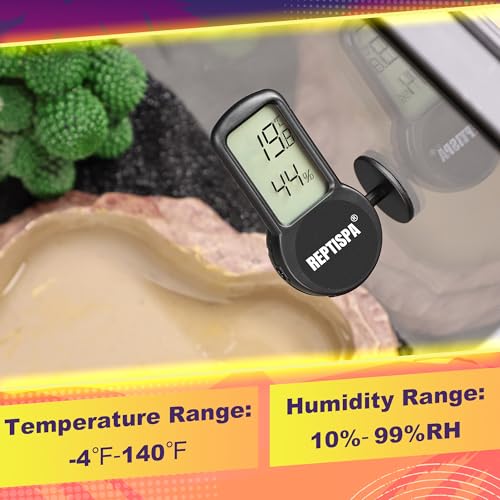 Reptile Thermometer Hygrometer, 2 Pack | Digital LCD Display, Temperature Gauge, Humidity Meter, For Reptile Terrarium & Bearded Dragon Tank