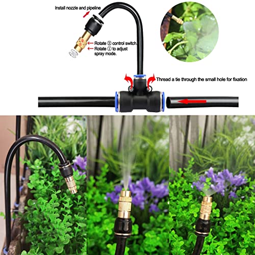 131FT Drip Irrigation Kit, Automatic Garden Watering System with Tool-Free Quick Connectors, 360° Bending Drippers & Copper Misting Nozzles for Greenhouse, Patio, Lawn & Vegetable Garden. (40M) - size: 40M