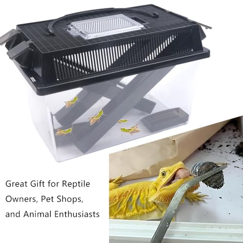 1 Pack Cricket Keeper Insect Keeper with 2 Pcs Dispenser Tubes and 2 Pcs Insect Stainless Steel Tweezers for Reptile Bearded Dragon Leopard Gecko Lizard Frog (Large)