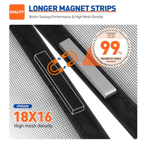 MAGZO Magnetic Screen Door Fits Door Size 32" x 84", 34" x 85" Hands-Free Mesh with Strong Magnet & Windproof Fastener, Pet Friendly Screen for Standard Interior Dutch Entrance, Black - size: Fit Door Size 32 x 84 Inch
