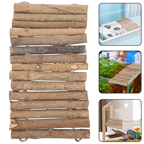 UPKOCH Wooden Turtle Hideout and Reptile Shelter with Stick Platform for Terrarium Decoration, DIY Turtle Habitat Ornament for Tortoise Resting and Reptile Basking
