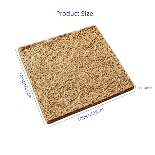 6 Pack Natural Coconut Fiber Reptile Carpet Laying Hen Nest Box Pads 10 x10 Nesting Box Liners for Lizard, Snake, Turtle, Birds, Bunny Habitat