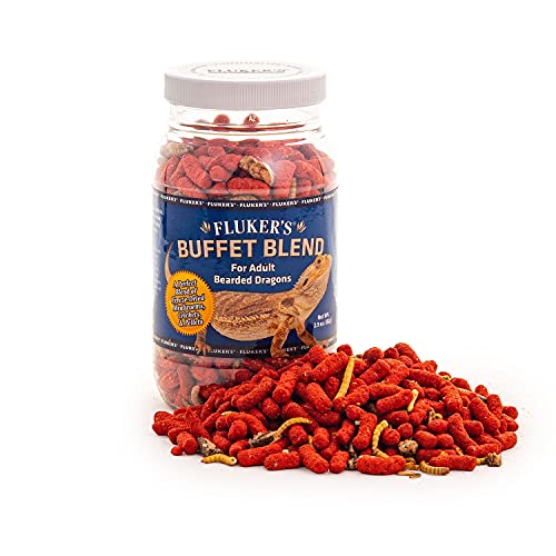 Fluker's Buffet Blend Adult Bearded Dragon Diet, Mealworms, Crickets and Pellets, 2.9 oz - size: 2.9 Ounce (Pack of 1)