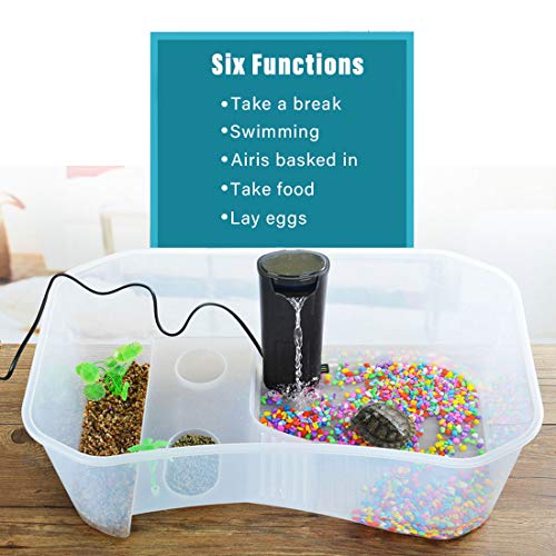 PINVNBY Plastic Turtle Tank Reptile Habitat Pet Terrariums Turtles Tank Aquarium Terrapin Topper Basking with Platform Plants,Durable,Safe, Non-Toxic(White) - color: White