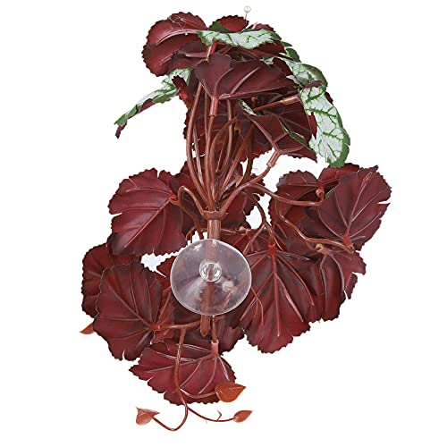 Artificial Reptile Plant, 2 Pack Plastic Simulation Vine with Suction Cup, Green Aquarium Fish Decoration