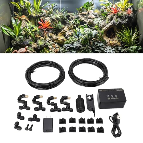 Reptile Humidifiers Smart Misting System, Reptile Mister Automatic with Timer and Misting Nozzles, Automatic Mister for Terrariums, Reptile Misting System, Terrariums Humidifier (US Plug 110-240V)