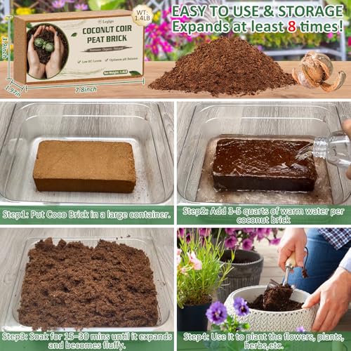 Legigo 2 Pack Premium Coco Coir Brick for Plants- 100% Organic Compressed Coconut Coir Bricks Starting Mix, Coco Coir Fiber Coconut Husk for Planting, Gardening, Potting Soil Substrate, Herbs - color: Pack of 2