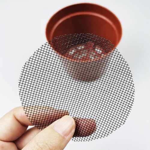 50Pcs Plant Pots Hole Mesh Pad - Flower Pot Mesh Mat Bonsai Gardening Grid Ceramic Drainage Hole Mesh Gray Circular 1 One Size