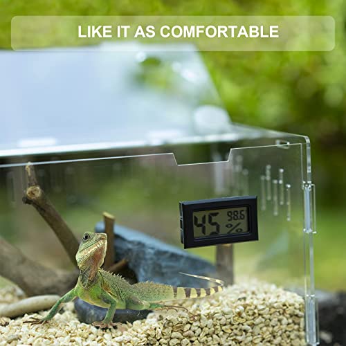 BETAZOOER Reptile Terrarium Breeding Tank Acrylic Reptile Feeding Box with Temperature Hygrometer (15.3"x9.7"x7.6") - size: Large