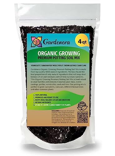 Gardenera Organic Planting Mix - Provide Your Plants with The Perfect Foundation for Thriving Growth - 4 QUARTS - size: 4 Quart Bag, style: ORGANIC Growing Medium