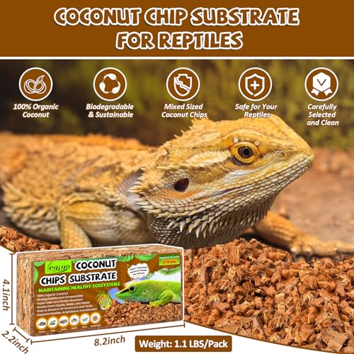 Legigo 2 Pack Coconut Chip Substrate for Reptiles, Natural Coco Husk Chip Reptiles Bedding, Compressed Coconut Chip Substrate for Snake, Tortoise, Ball Python, Gecko, Lizard Terrarium Tanks - color: 2 Pack