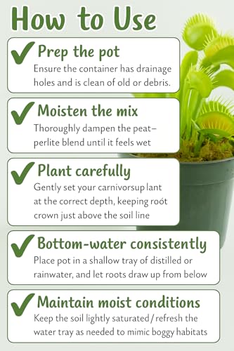 Gardenera Sphagnum Moss Potting Mix for Carnivorous Plants, Moss and Perlite Blend for Potting Venus Fly Traps, Sarracenia, Pitcher Plants - 75% Sphagnum Moss + 25% Perlite - Made in USA - 1 Quart - size: 1 Quart Bag, style: Carnivorous Plant Soilless Mix