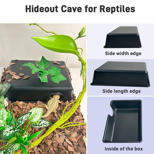 11.5in Reptile Humid Large Hide Cave, Moist Hideout for Gecko, Lizard, Snake - Natural-Looking Shelter for Humidity Retention & Shedding Support, with Easy-Clean Design (11.5"x7.8"x2.7") - size: X-Large (1 Count)