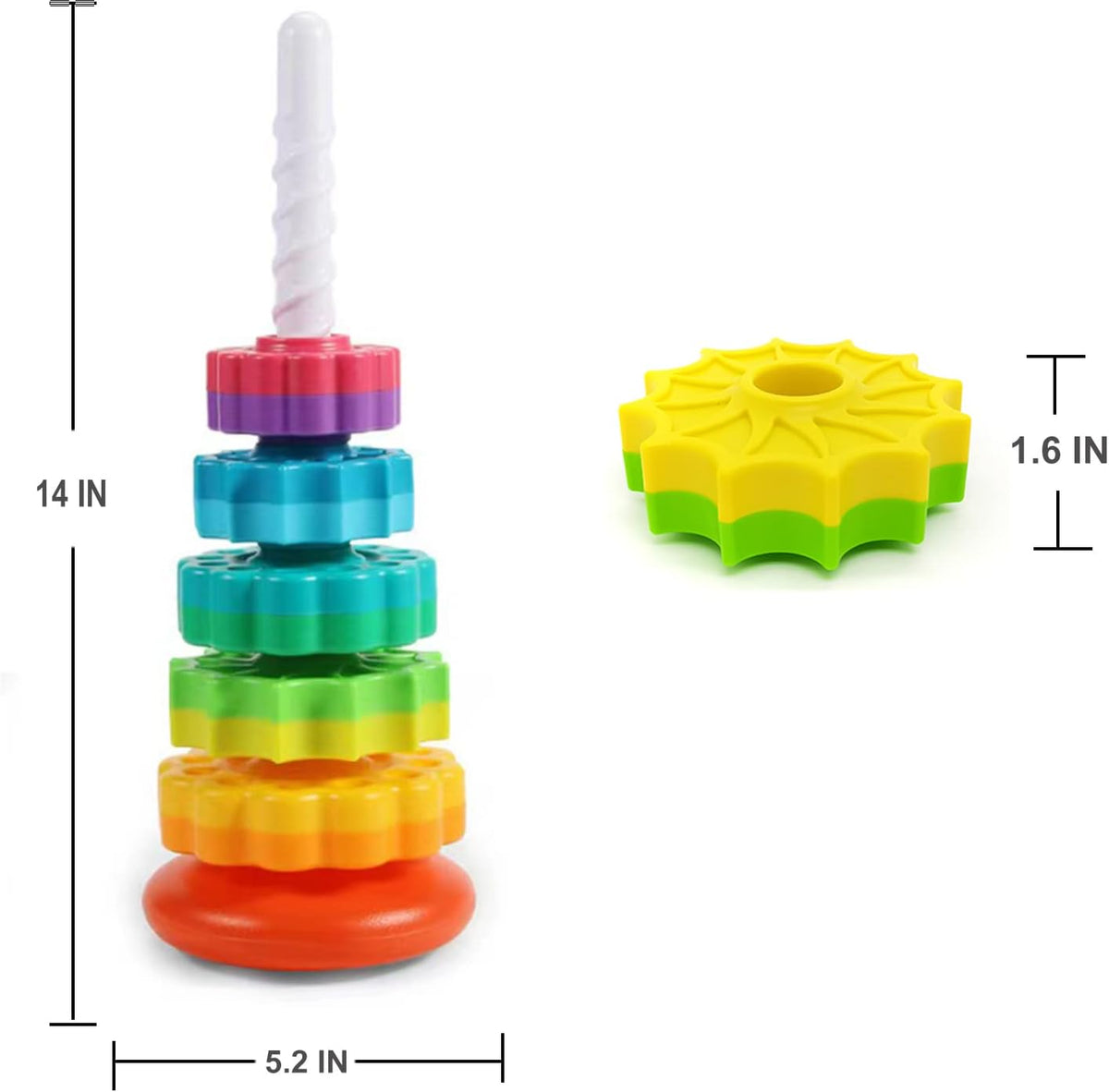 LUCKFUTURE Spinning Stacking Toys, Educational Toddler Toy Stacking Rings Baby Toys, Montessori Toy for Girls and Boys, Spin Gears Christmas Birthday Gift for 1-3 Year Old