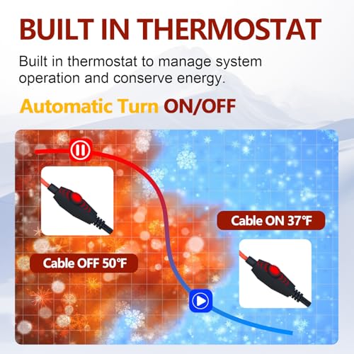 Heat Tape for Water Pipes Constant Wattage Heating Cable Pipe Freeze Protect Heating Cable Keeps Water Flowing at -40°F with 3ft Lighted Plug 14 ft - style: 14-feet