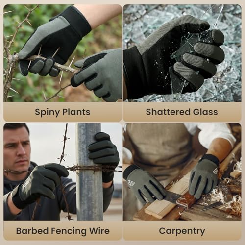 TAILI 2 Pairs Level 2 Needlestick, Level 5 Puncture Resistant Work Gloves, Feather-Light Comfort, Grip Enhanced Cut Resistant Gloves for Gardening, Carving, Fishing, Touchscreen & Breathable, M - size: Medium, style: 2 Pairs