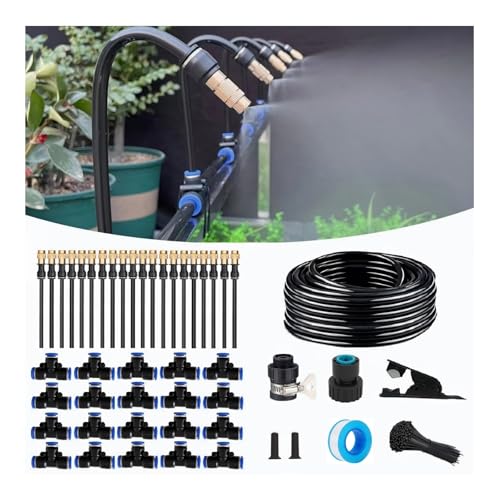 82FT Drip Irrigation Kit, Automatic Garden Watering System with Tool-Free Quick Connectors, 360° Bending Drippers & Copper Misting Nozzles for Greenhouse, Patio, Lawn & Vegetable Garden. (25M) - size: 25M