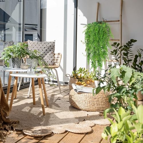 Huryfox Artificial Hanging Plants Fern Vine - Fake Ivy Leaves Decoration for Indoors & Outdoors, Faux Foliage Greenery Decor for Living Room, Kitchen, Balcony, Garden, Bedroom, Farmhouse Aesthetic