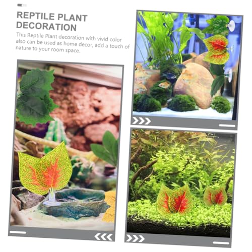 YARNOW 4pcs Artificial Reptile Plant Ornament with Suction Cup, Simulation Plastic Aquarium Plants Decoration for Fish Tank and Terrarium Habitat