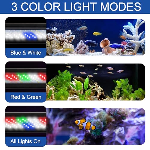 Led Aquarium Light, Full Spectrum Fish Tank Lights, 40 Gallon Freshwater Fishtank Hood Lighting for Grow Fish, Plants, Adjustable from 30 to 36 Inch - size: 30-36 IN